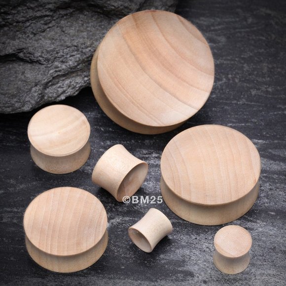 *6 Gauge*  Pair of Concave Crocodile Wood Double Flared Plugs ~Brand New!~ - Picture 3 of 3